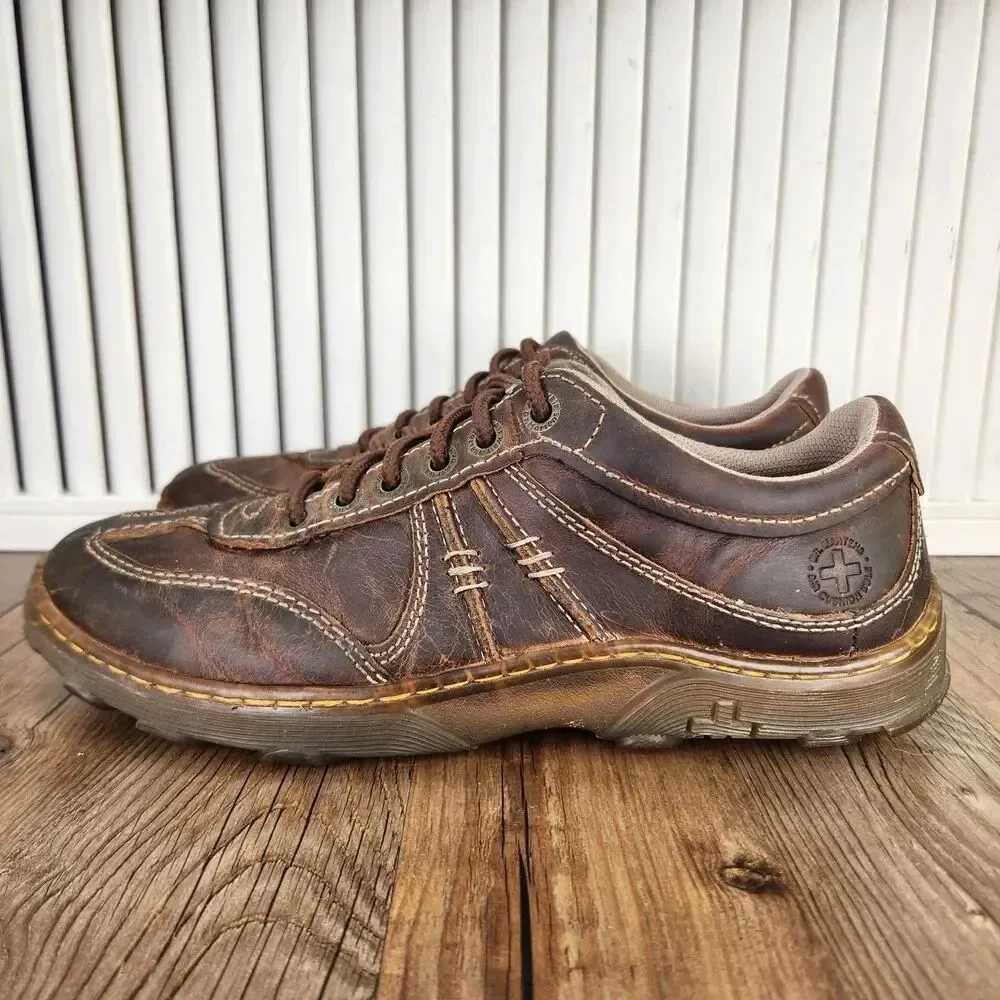 Dr Martens Kurt Sneakers Mens Sz 9 Brown Distressed Leather Lace Up Casual Shoes